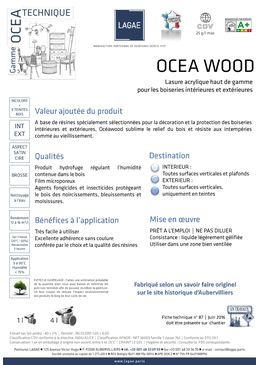 Lasure acrylique pour boiseries intérieures et extérieures  | OCEA WOOD
