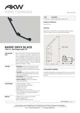 Barred'appui  coudée 135° 450 x 450 mm pour sanitaire PMR | Onyx Black