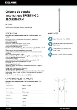 Colonne de douche automatique | SPORTING 2 SECURITHERM