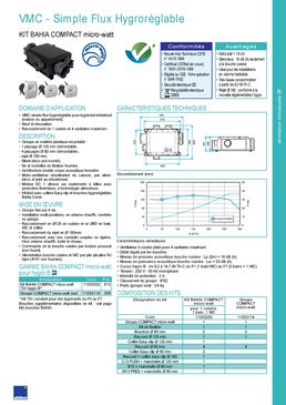 Groupes compacts de ventilation pour logements | Bahia Compact micro-watt