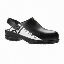 Sabot de sécurité cuisine en cuir design nordique avec sérigraphie Nordways | Bjornson Noir SRC