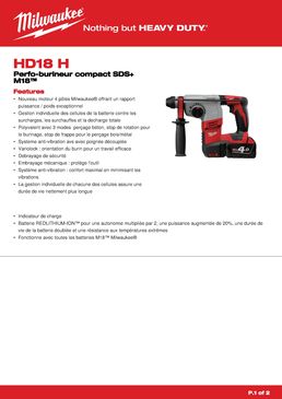 Perforateur-burineur SDS+ alimenté par batterie | Perfo-burineur SDS+