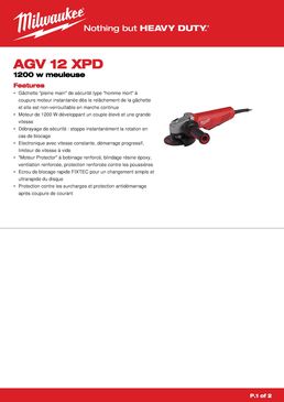 Meuleuse électrique de 1 200 watts | AGV 12-125 X PDK