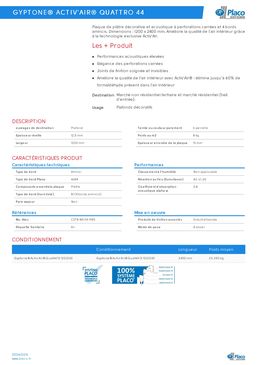 Dalles de plafond pour isolation acoustique | Gyptone Activ'Air Quattro 44