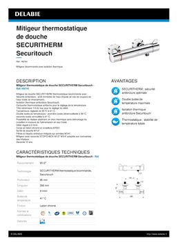 Mitigeur thermostatique SECURITHERM de douche | Réf.H9741