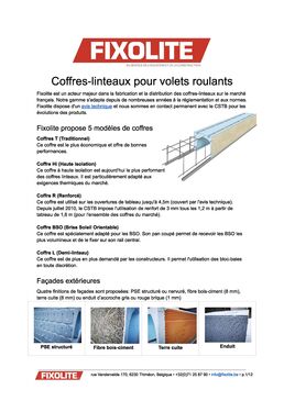 Coffres tunnels pour volets roulants | Fixolite 