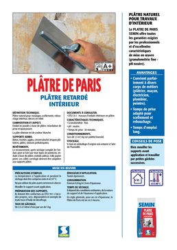 Plâtre retardé intérieur | Plâtre de Paris
