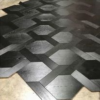 Parquet chêne contrecollé à motifs graphiques structuré réglisse huilé noir | Réglisse S