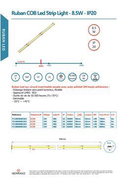 Ruban COB Led Strip Light - 8.5W - IP20 | Néon France
