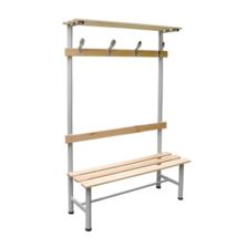Banc vestiaire bois avec portes-manteaux et portes-sacs