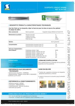 Suspentes en acier galvanisé pour montage de plafonds en plaques de plâtre | SL24 F47