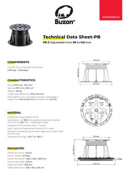Plot réglable pour terrasses résidentielles de 90 à 145 mm | PB-3