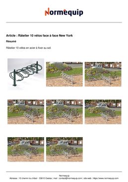 Râtelier 10 vélos face à face New York