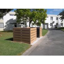 Cache poubelles bois stratifié Teck extensible