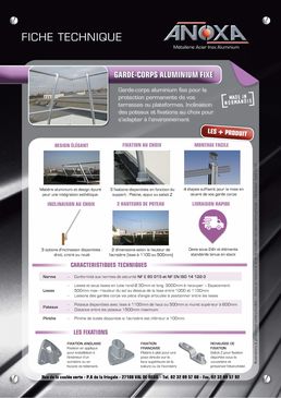 Garde-corps fixe en aluminium pour terrasses, plateformes et toitures | ANOXA
