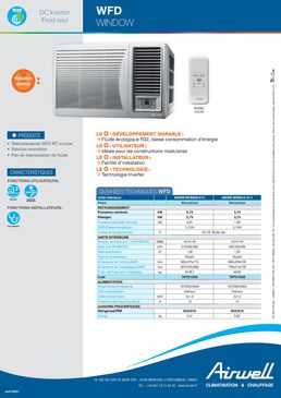 Climatiseur monobloc technologie Inverter froid seul avec fluide écologique R32 | WINDOW WFD 