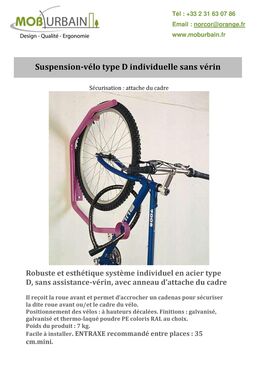 Système de suspension individuelle sécurisée avec attache-cadre pour vélos | SUSPD