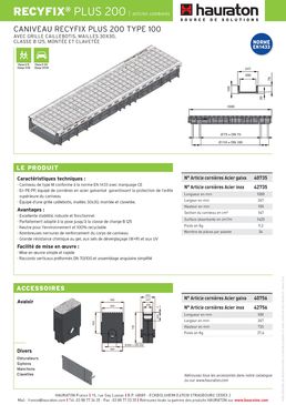Caniveau en PE-PP de 20 cm de largeur intérieure pour zones industrielles | Recyfix Plus 200
