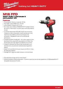 Perceuse percussion fuel à moteur sans charbon | M18 FPD-502X