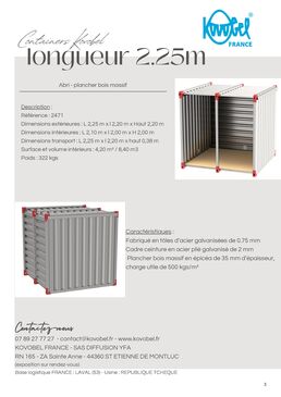 Abri de stockage démontable 2.25 m | KOVOBEL FRANCE