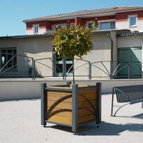 Bac à fleurs | Bac à fleurs Rayon de Soleil en acier galvanisé avec parements acier ou bois