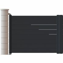 Portail aluminium battant ou coulissant à décor filaire brossé | Portail alu design TOLBIAC Gris