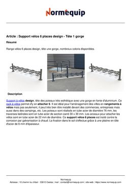 Support vélos 6 places design - Tête 1 gorge
