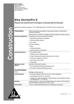 Résine de scellement chimique | Sika Anchorfix-2