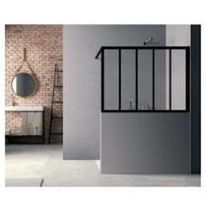 Paroi de douche fixe verre clair 4 mm et barrettes aluminium verticales | LOFT WALL