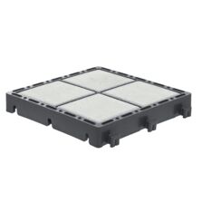 Système de pavage béton drainant sur dalle alvéolaires en matériau recyclé | ECOVEGETAL PAVE