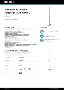 Ensemble de douche temporisée monocommande | TEMPOMIX 3 