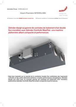 CTA double flux monobloc compacte en plafond | ComfoAir MaxiFlat