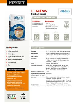 Enduit dépolluant pour le lissage des fonds | Prestonett F - Acénis