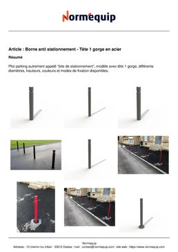 Borne anti stationnement - Tête 1 gorge en acier
