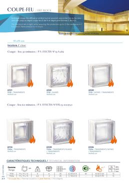 Briques de verre Coupe - Feu 1 heure | 60126