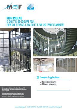 Murs rideaux coupe-feu ou pare-flammes jusqu'à 120 minutes | Murs rideaux EI 30, EI 60, E-EW 30, E-EW 60, E-EW-90 et E-EW 120
