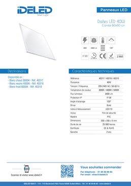 Dalle LED 40 W 600 x 600 IDELED 