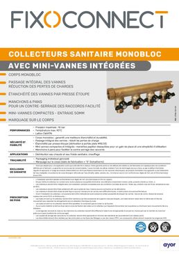 Collecteurs sanitaires monoblocs avec mini-vannes intégrées | FIXOCONNECT 