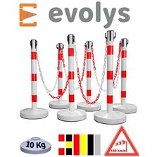 Kit de 6 poteaux de balisage EVOLYS métal avec chaîne plastique ou métal | Réf PM6