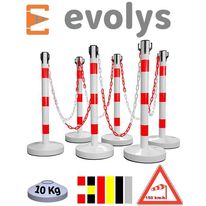 Kit de 6 poteaux de balisage EVOLYS métal avec chaîne plastique ou métal | Réf PM6
