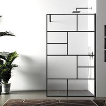 Paroi de douche fixe verre clair 8 mm avec motif sérigraphié tendance | CUBE