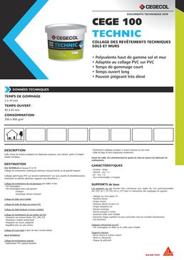 Colle polyvalente pour revêtements techniques sols et murs | CEGE 100 TECHNIC