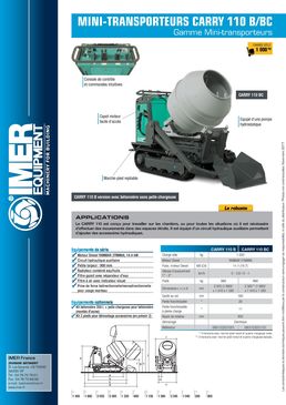 Mini dumper sur chenilles caoutchouc avec bétonnière et pelle | CARRY 110BC