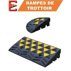 Rampe de trottoir caoutchouc noir et jaune charge maximale 40 tonne | RAMPT100 - RAMPT150