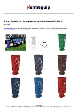 Poubelle de ville en plastique recyclable Scuderia 57.5 litres