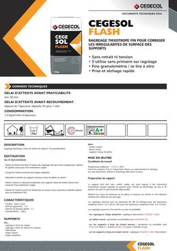 Ragréage thixotrope fin pour corriger les irrégularités de surface des supports | CEGESOL FLASH