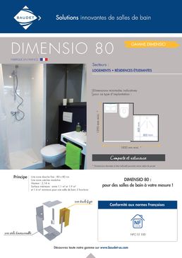 Salle de bain préfabriquée compacte astucieuse | DIMENSIO 80 | Gamme BAUDET SMART
