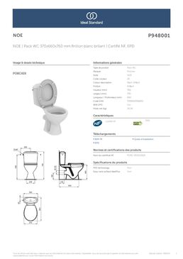 Pack WC sur pied avec abattant standard | Noe P948001