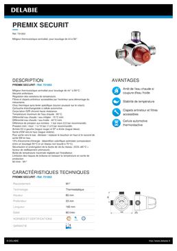 Mitigeur thermostatique centralisé | PREMIX SECURIT