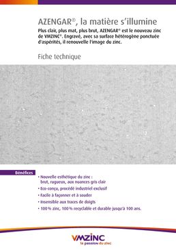 Zinc clair engravé pour façade et couverture | AZENGAR